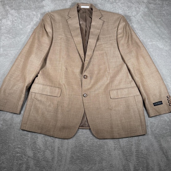 Lauren Ralph Lauren Blazer Mens 48L Tan Lexington Linen Blend Two Button NWT